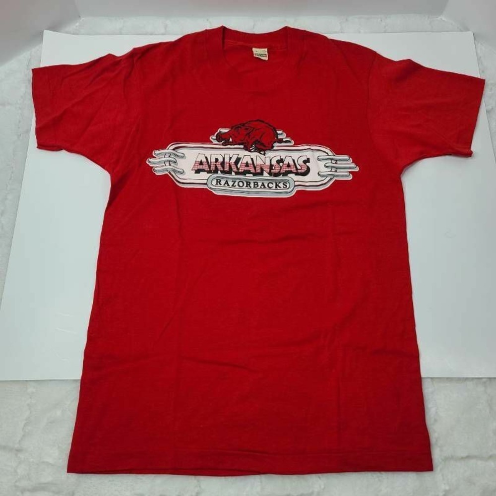 Arkansas Razorbacks Screen Stars Mens T-Shirt Red Crew Neck 80 Vintage Tee M